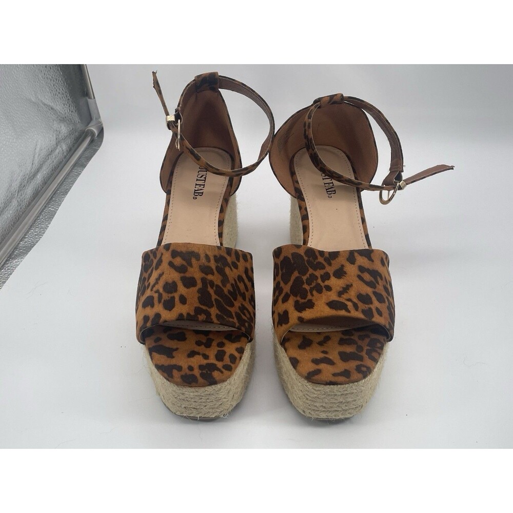 JustFab Leopard Print Espadrille Wedge Sandals Women’s Size 8 - Picture 3 of 7